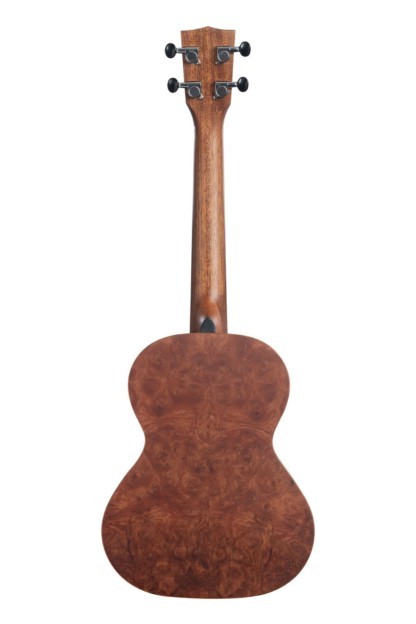 SPECS SIZE: Tenor TOP: Burled Camphor BACK & SIDES: Burled Camphor BINDING: Mahogany NECK: Mahogany FINISH: Satin FINGERBOARD: Rosewood HEADSTOCK: Standard STRINGS: Aquila Super Nylgut® ELECTRONICS: N/A INCLUDES: Padded Gig Bag NUT & SADDLE: Graph Tech NuBone® STRAP BUTTON: Black x1 MEASUREMENTS Scale Length: 17 inches, Overall Instrument Length: 25.375 inches, Body Length: 11.625 inches, Number of Frets: 18, Width at Upper Bout: 7 inches, Width at Lower Bout: 9.125 inches, Width at Waist: 5.625 inches, Body Depth: 3.125 inches, Fingerboard Width at Nut: 1.375 inches, Fingerboard width at neck/body joint: 1.75 inches