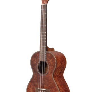 SPECS SIZE: Tenor TOP: Burled Camphor BACK & SIDES: Burled Camphor BINDING: Mahogany NECK: Mahogany FINISH: Satin FINGERBOARD: Rosewood HEADSTOCK: Standard STRINGS: Aquila Super Nylgut® ELECTRONICS: N/A INCLUDES: Padded Gig Bag NUT & SADDLE: Graph Tech NuBone® STRAP BUTTON: Black x1 MEASUREMENTS Scale Length: 17 inches, Overall Instrument Length: 25.375 inches, Body Length: 11.625 inches, Number of Frets: 18, Width at Upper Bout: 7 inches, Width at Lower Bout: 9.125 inches, Width at Waist: 5.625 inches, Body Depth: 3.125 inches, Fingerboard Width at Nut: 1.375 inches, Fingerboard width at neck/body joint: 1.75 inches